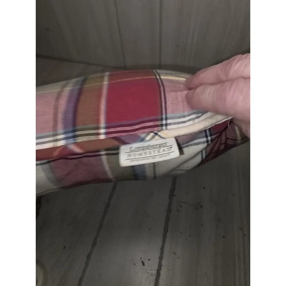 Longaberger PAPRIKA PLAID Pillow Red White Couch Decor Boho Cottagecore